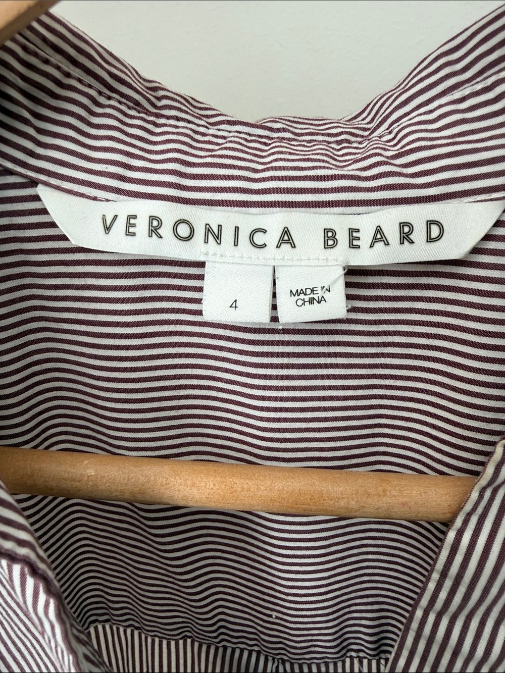 Veronica Beard Beige and White Striped Tie-Front Shirt Dress Size 4 - Picture 8 of 15
